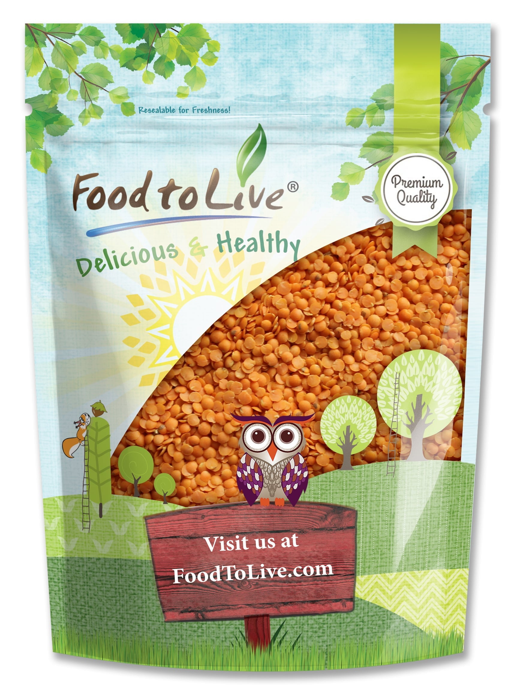 Red Split Lentils, 0.5 Pounds ?Kosher, Raw, Vegan ?By Food To Live