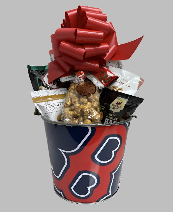 Boston Red Sox Gift Tin Basket - Savory or Sweet Snacks - Made in USA