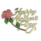 Happy Mother's Day Rose Plaque Cake Toppers, 3" - 6 or 24 pieces