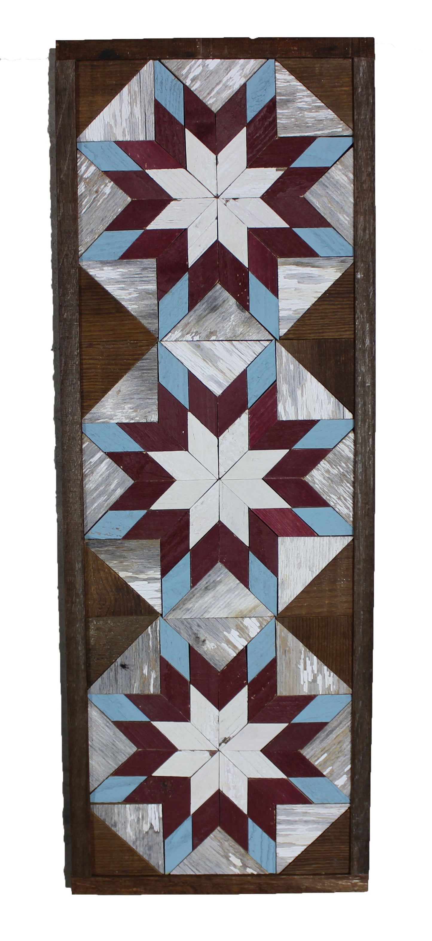 Handmade Amish Barn Quilt Banner Wall Art – 10.5in x 30in Reclaimed Wood Mosaic