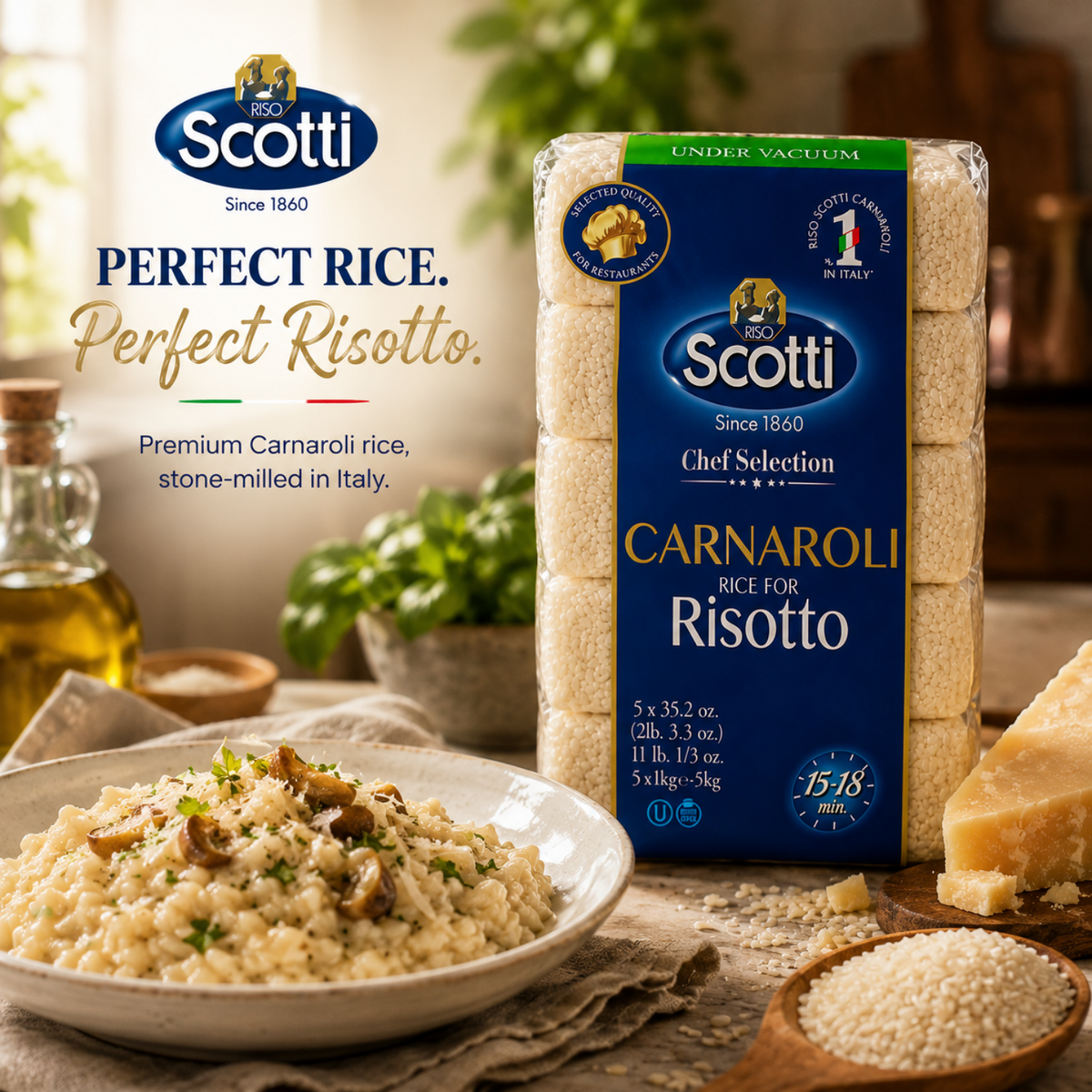 Riso Scotti Carnaroli Risotto Rice – 5x1 kg (11 lb)