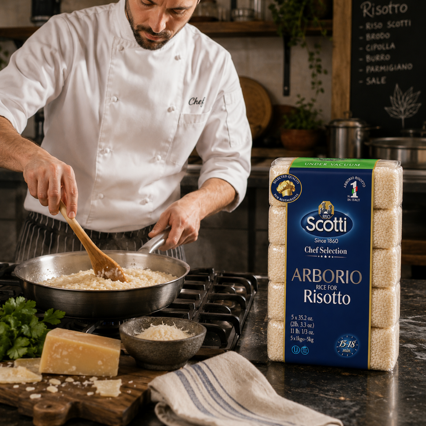 Riso Scotti Italian Arborio Risotto Rice – 5 x 1 kg (11 lb)