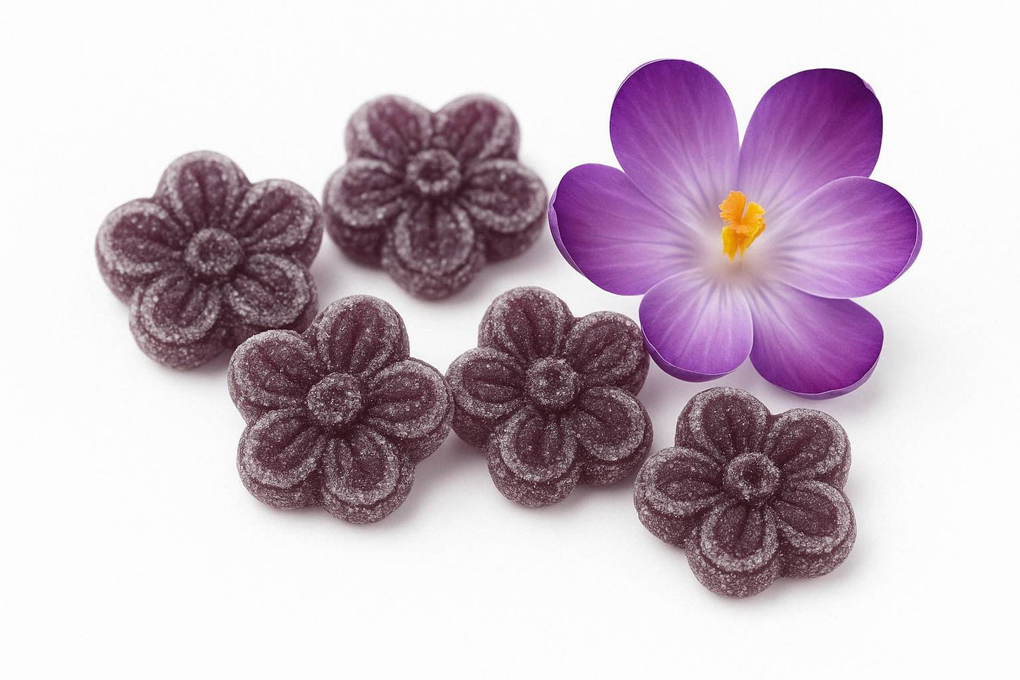 Andy Anand 150 Pc Sugar Free Violets, A Typical Old Candy Dragée Shaped Like A Flower Of Five Petals Made With The Essence Of Violet, Sugar Free Hard Candy - Made in Europe 3.5 Oz - 3 Pack