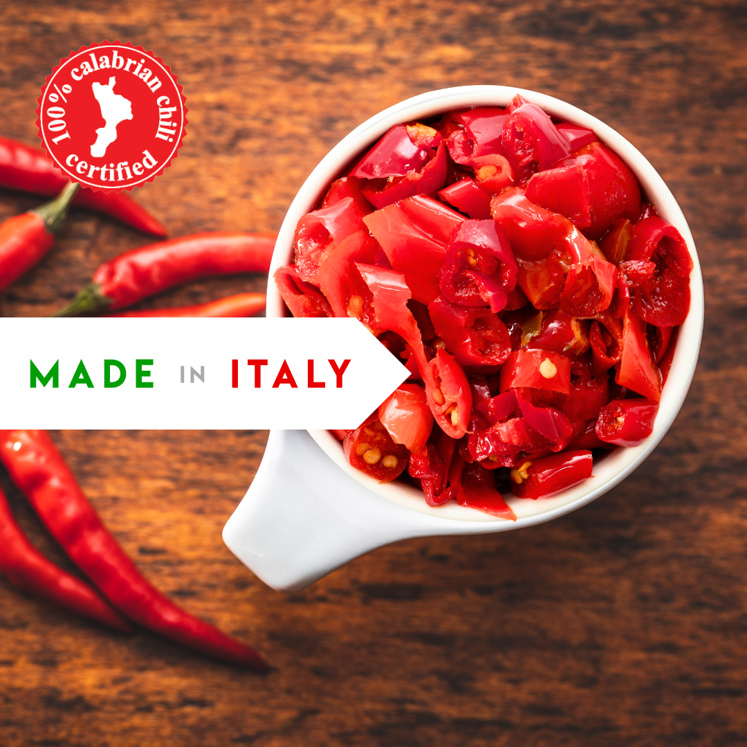 L’Oro Del Sud, Sliced Calabrian Chili Peppers, 2.2 lb (1 kg)