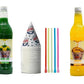 Snow Cone Kit - Bundle of Syrup Bottles, Spoon Straws, Cups - Snow Cone Supplies for Ice Chips, Sodas, & More