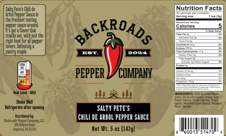 Salty Pete's Chili de Arbol Pepper Sauce
