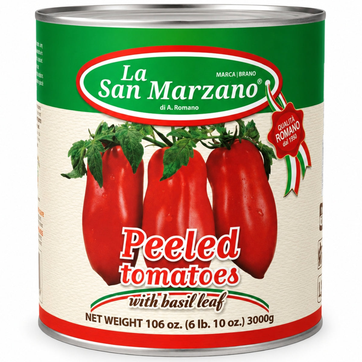 La San Marzano Whole Peeled Plum Tomatoes – 3.4 kg (106 oz) Can