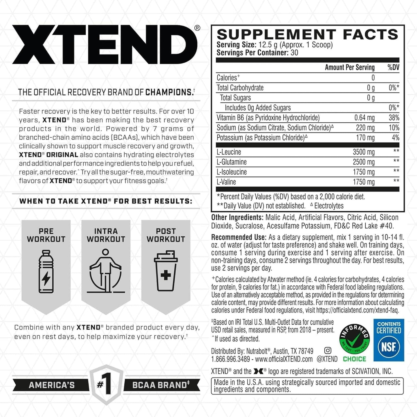 Scivation XTEND® Original BCAA Powder - 30 Servings