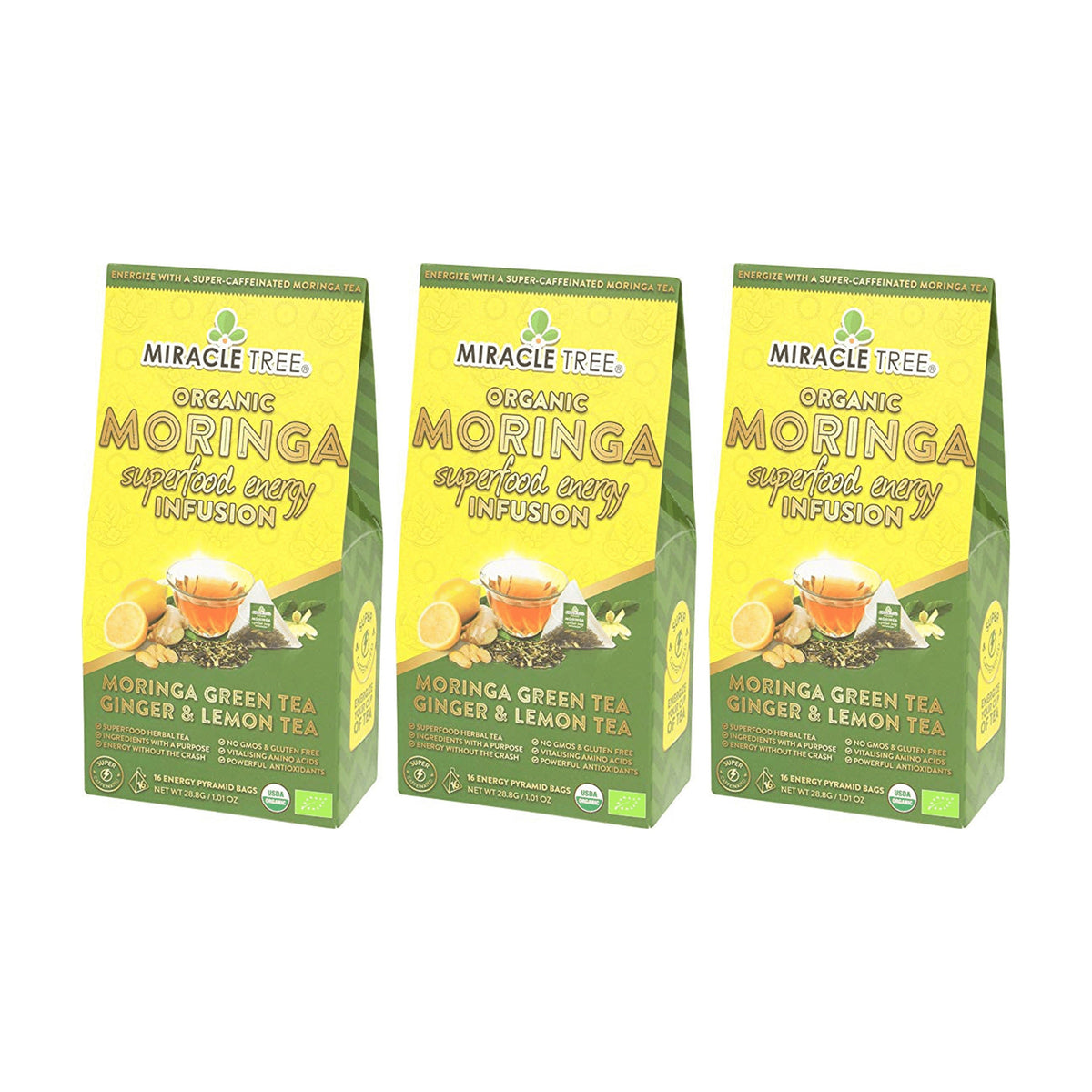 Organic Moringa Energy Tea - Ginger Lemon - Natural Coffee Alternative