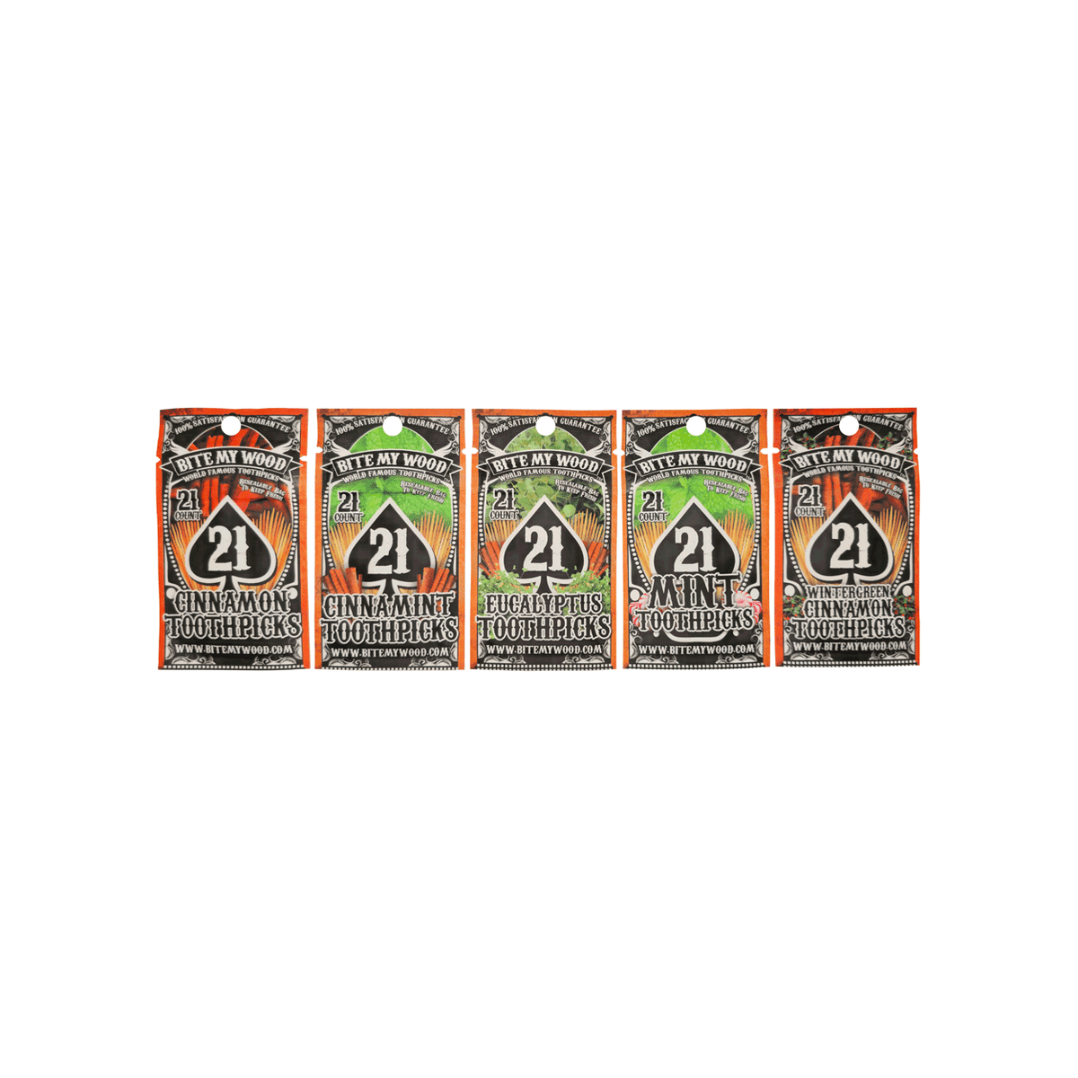 Flavored Birchwood Toothpicks Variety Pack, 21-Count Resealable Bags