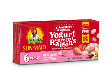 Sun-Maid Strawberry & Vanilla Yogurt Covered Raisins 6-Pack/1Oz Cartons
