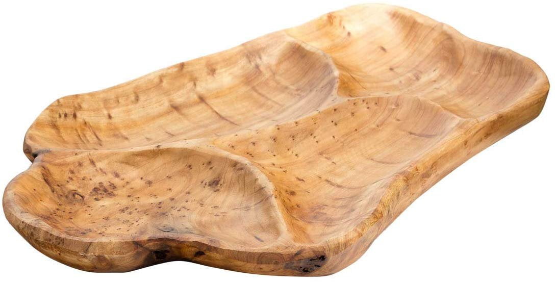 Tj Global Natural Rood Wood Serving Platter Tray Board For Cheese, Appetizer, Charcuterie, Bread, Snacks, Or Decor Display With 