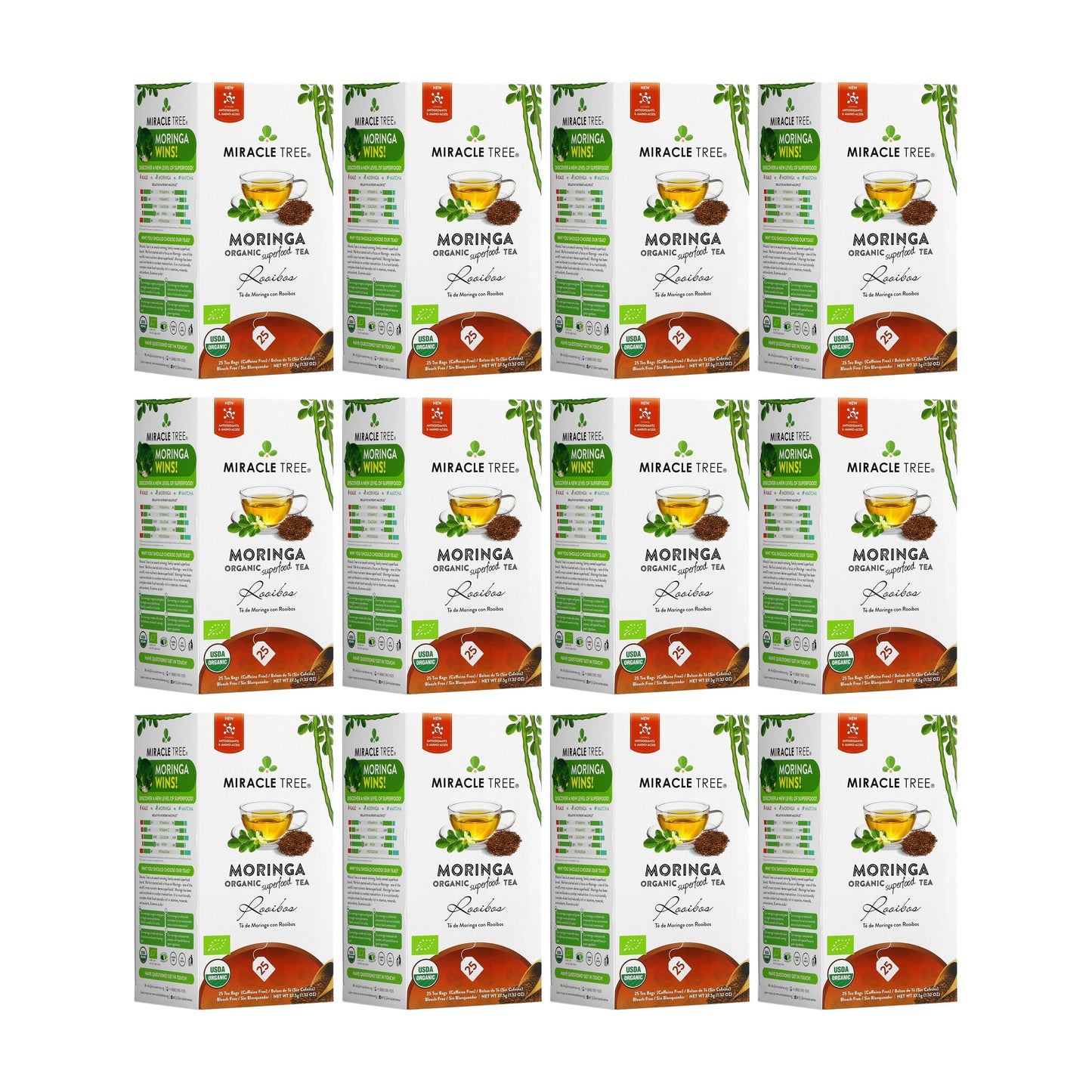 Organic Moringa Tea - Rooibos - Caffeine-Free Herbal Tea