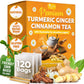 Premium Turmeric, Ginger, Cinnamon & Chamomile Flowers Tea | Improve Digestion, Support Brain, Weight, Skin and Sleep, Eco-Conscious Tea Bags
