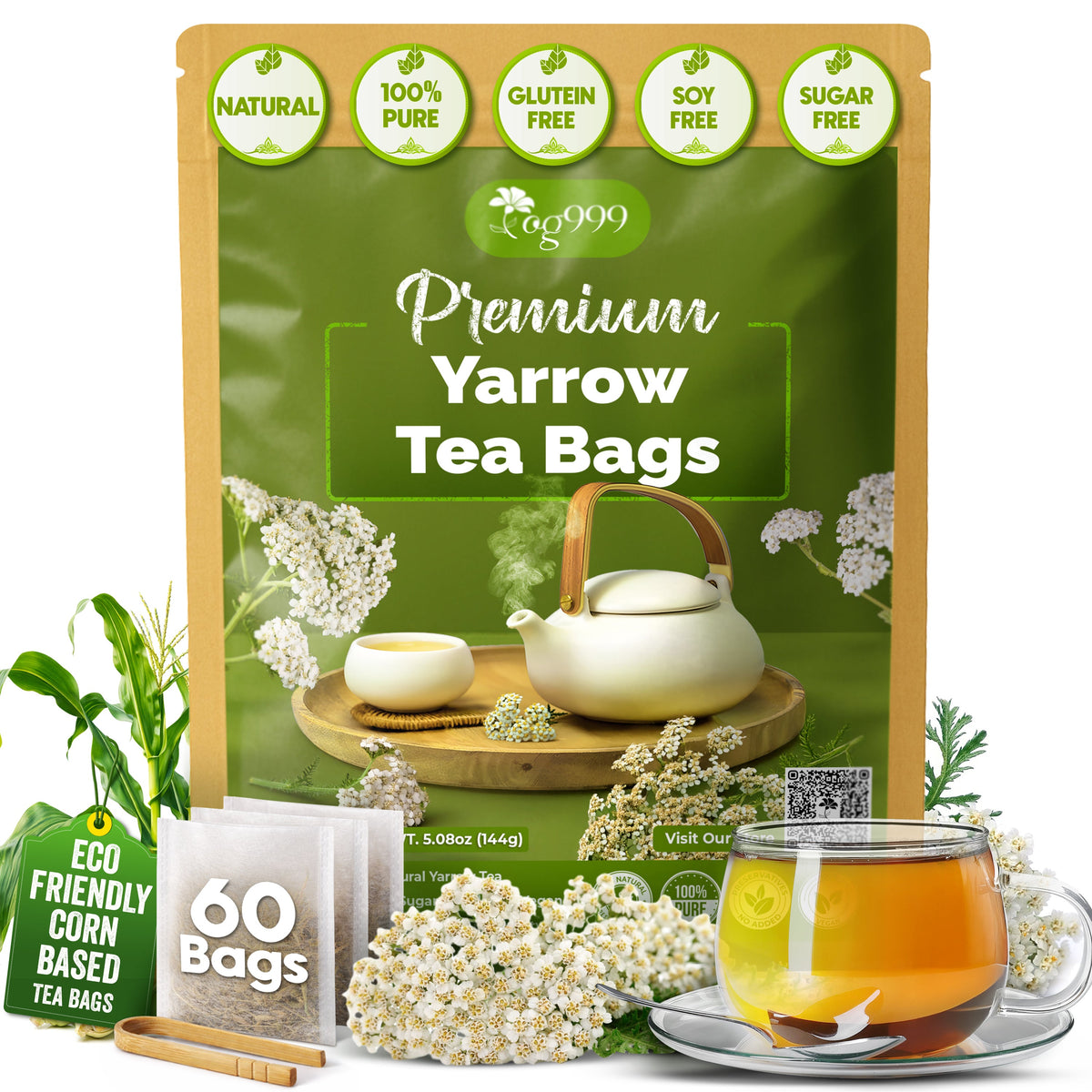 Premium Yarrow Tea Leaves | Naturally Aromatic, Freshly Packed Loose Leaf Yarrow