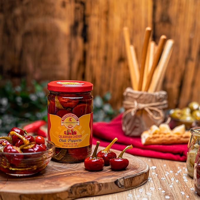 TuttoCalabria, Whole Round Cherry Calabrian Peppers in Oil, 10 oz