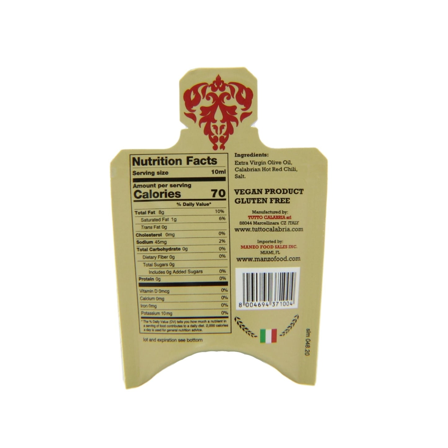 TuttoCalabria Calabrian Chili Pepper Infused Extra Virgin Olive Oil, 24 x 10ml