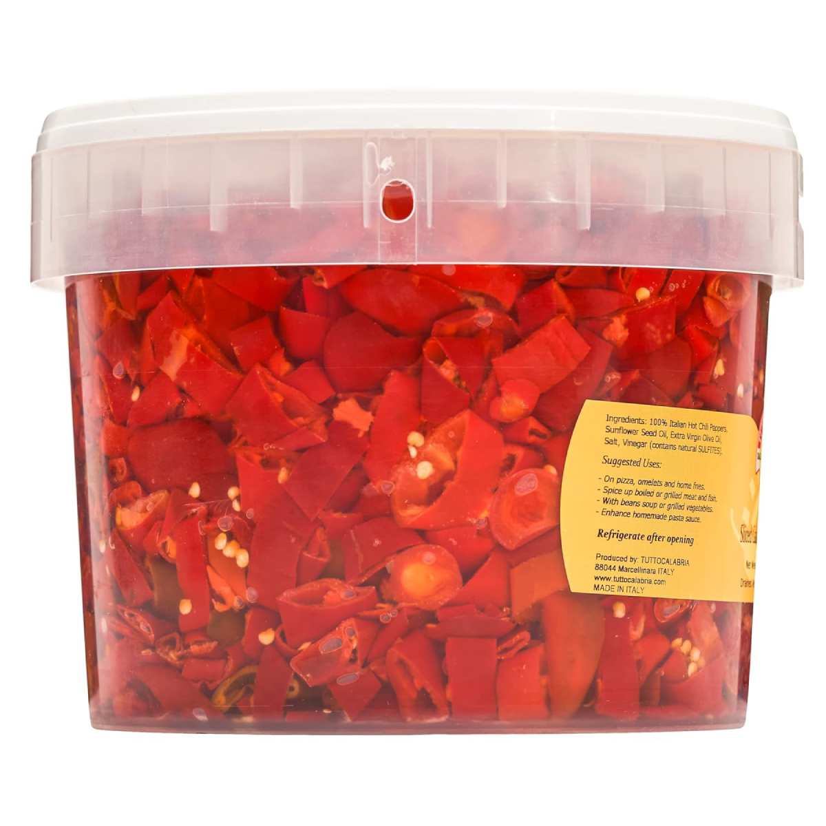 TuttoCalabria Sliced Calabrian Chili Peppers BULK Tub, 98 oz
