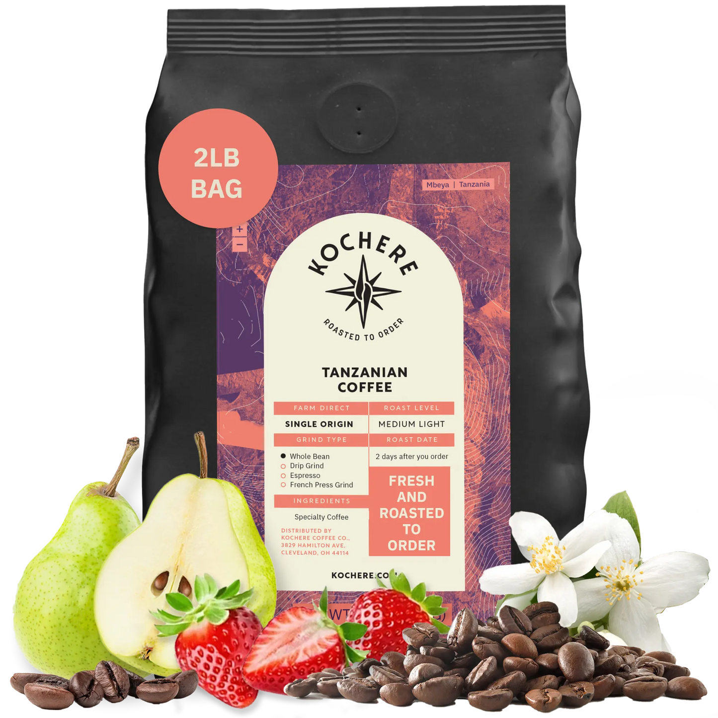 Kochere Coffee Tanzanian Mbeya AB Medium-Light Roast - Pear, Floral, Jasmine Notes