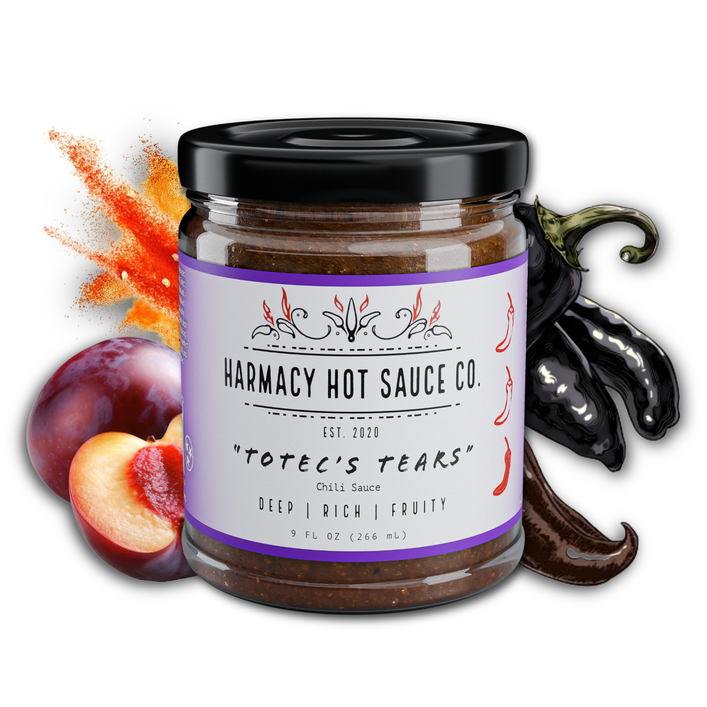 Totec's Tears - Pasilla & Plum Pepper Sauce (9oz)