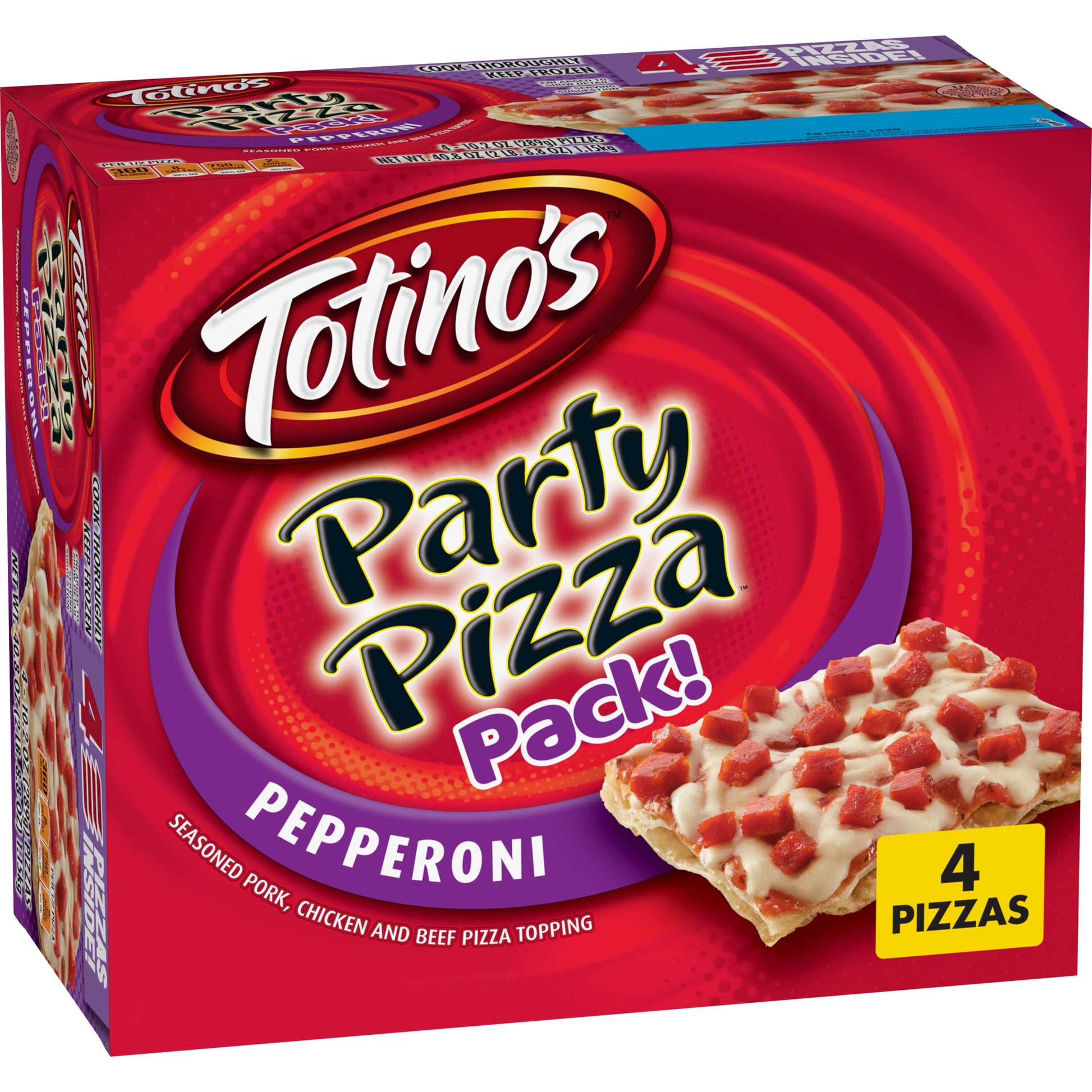 TotinoS Party Pizza, Pepperoni, Frozen Snacks, 4 Ct, 40.8 Oz