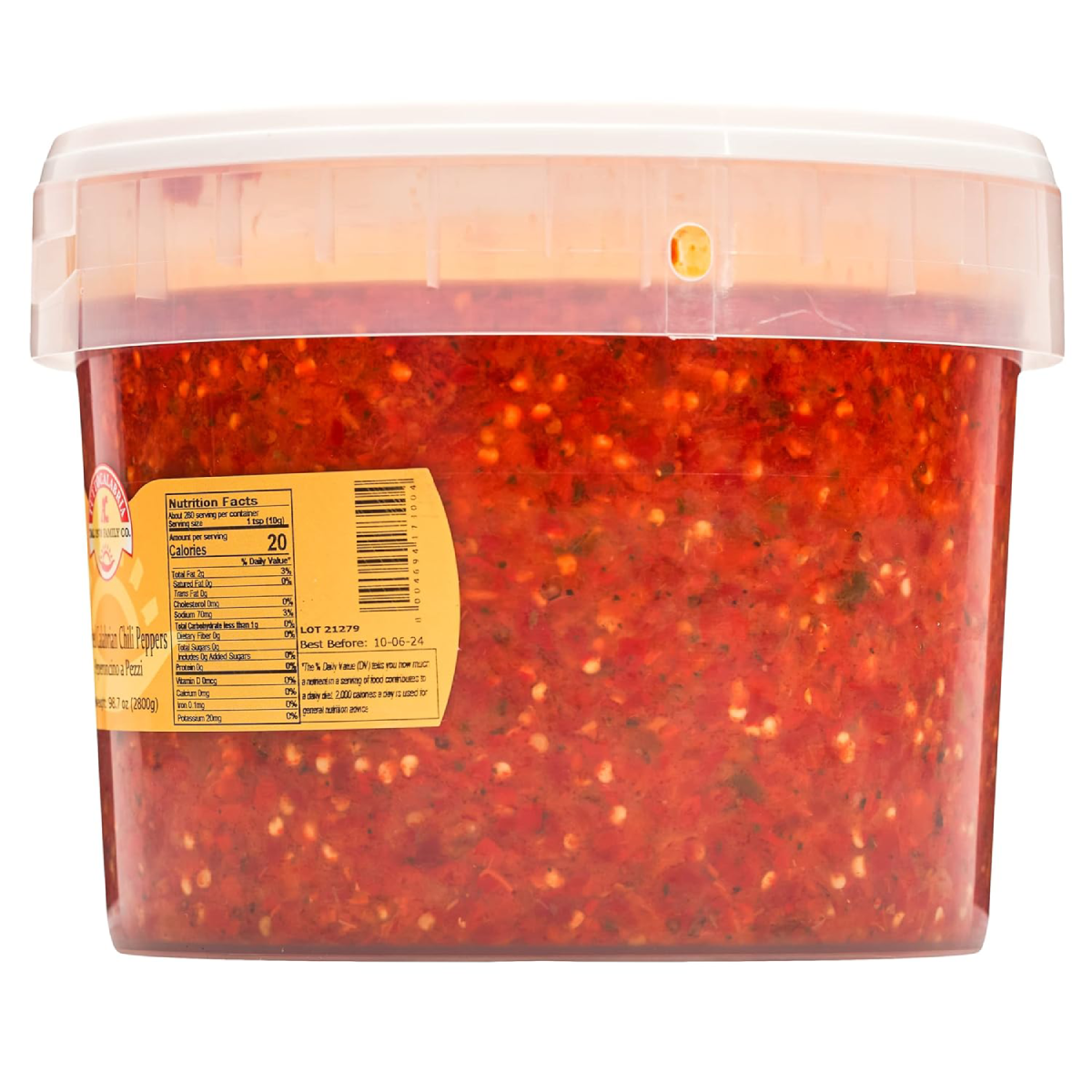 TuttoCalabria Crushed Calabrian Chili Peppers – 98.7 oz (2.8 kg) Tub
