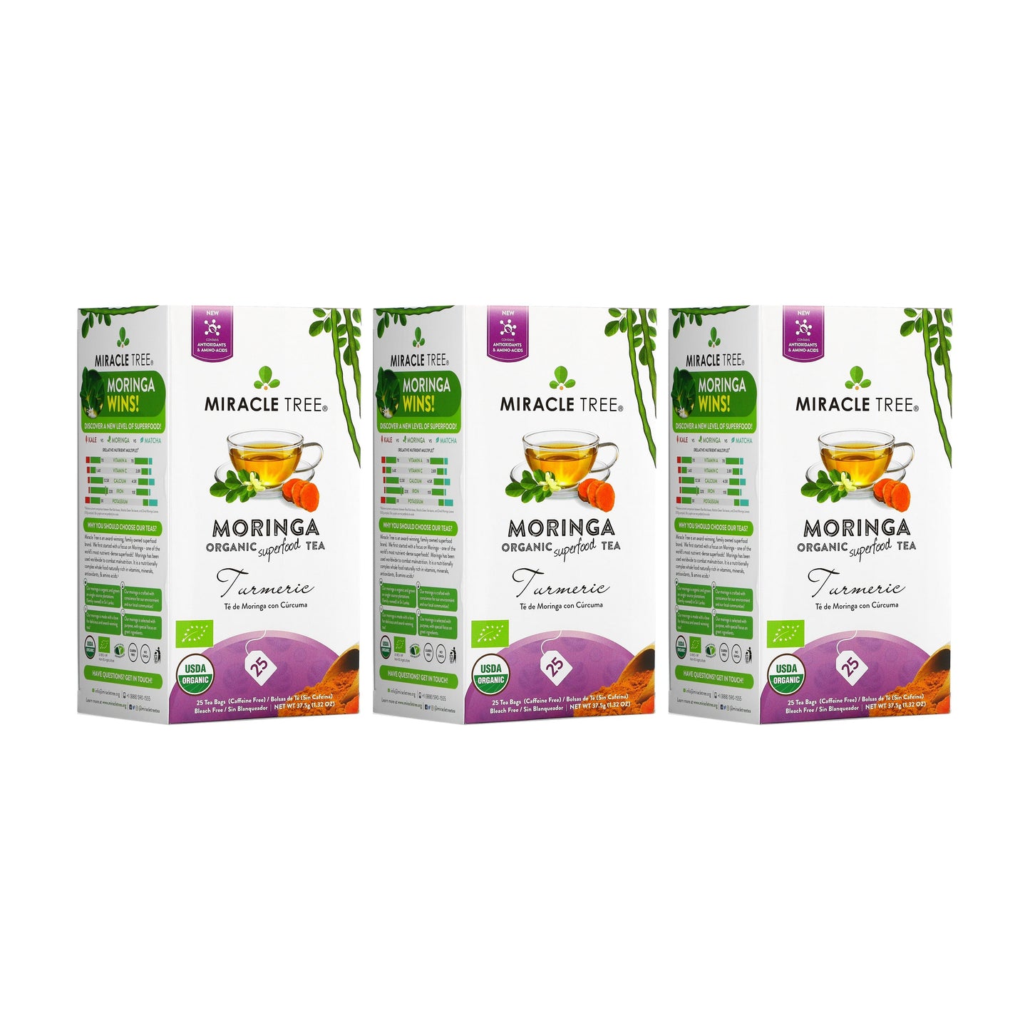 Organic Moringa Tea - Turmeric - Caffeine-Free Herbal Tea