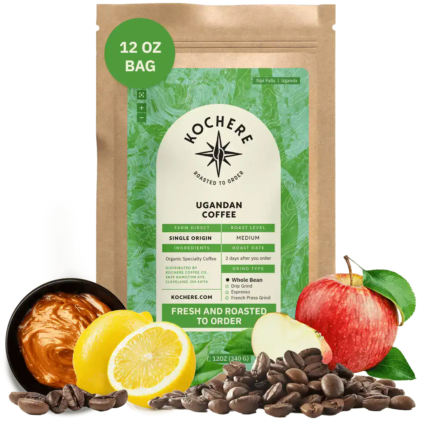 Kochere Coffee Ugandan Sipi Falls Single Origin, Organic Medium Roast - Raisin, Fig, Brown Sugar Notes