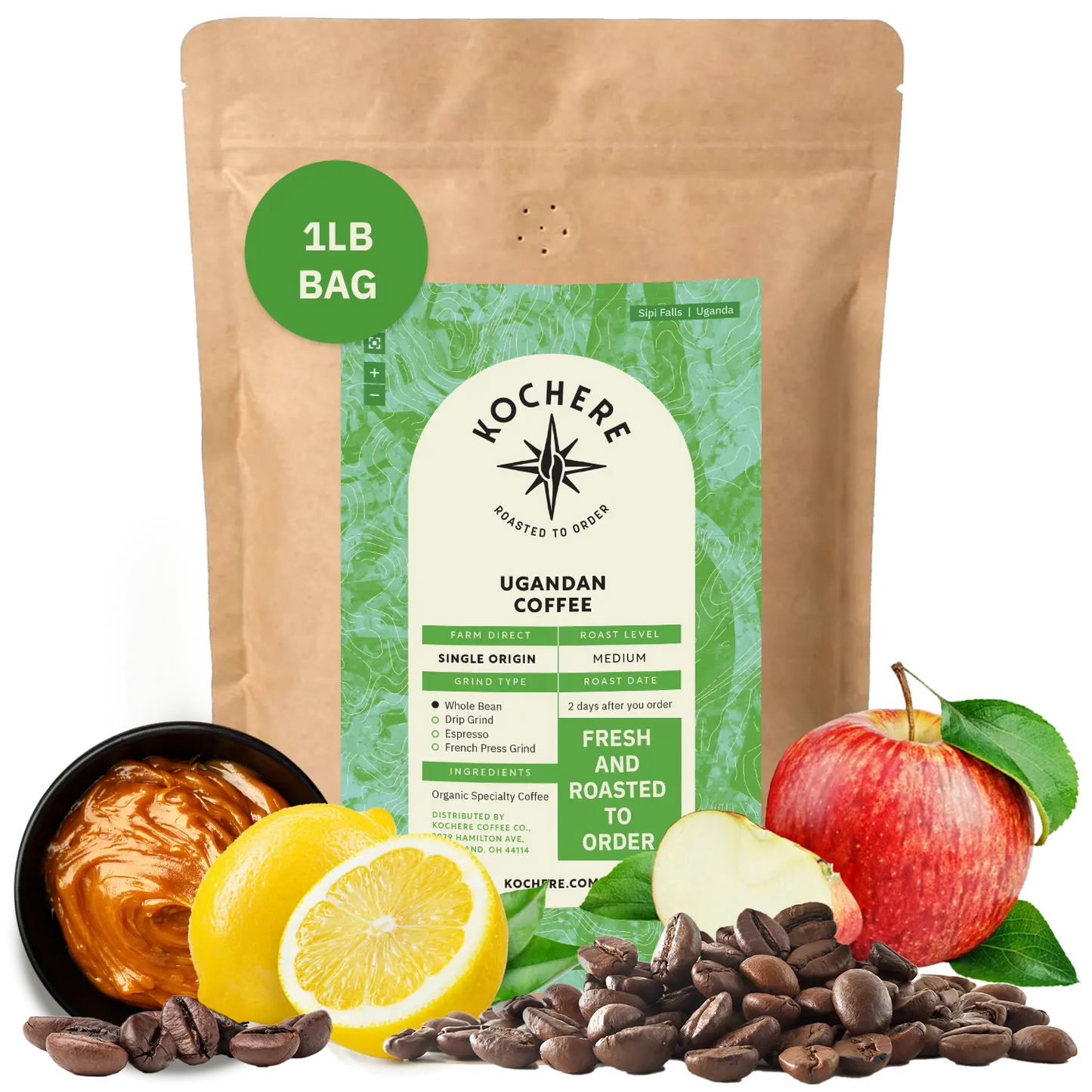 Kochere Coffee Ugandan Sipi Falls Single Origin, Organic Medium Roast - Raisin, Fig, Brown Sugar Notes