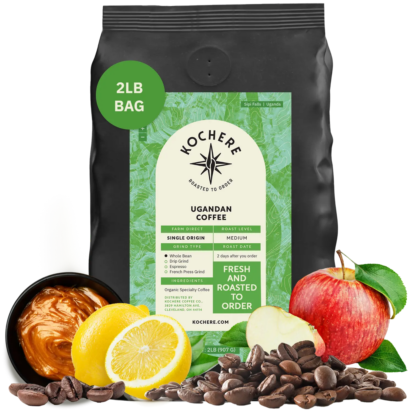 Kochere Coffee Ugandan Sipi Falls Single Origin, Organic Medium Roast - Raisin, Fig, Brown Sugar Notes