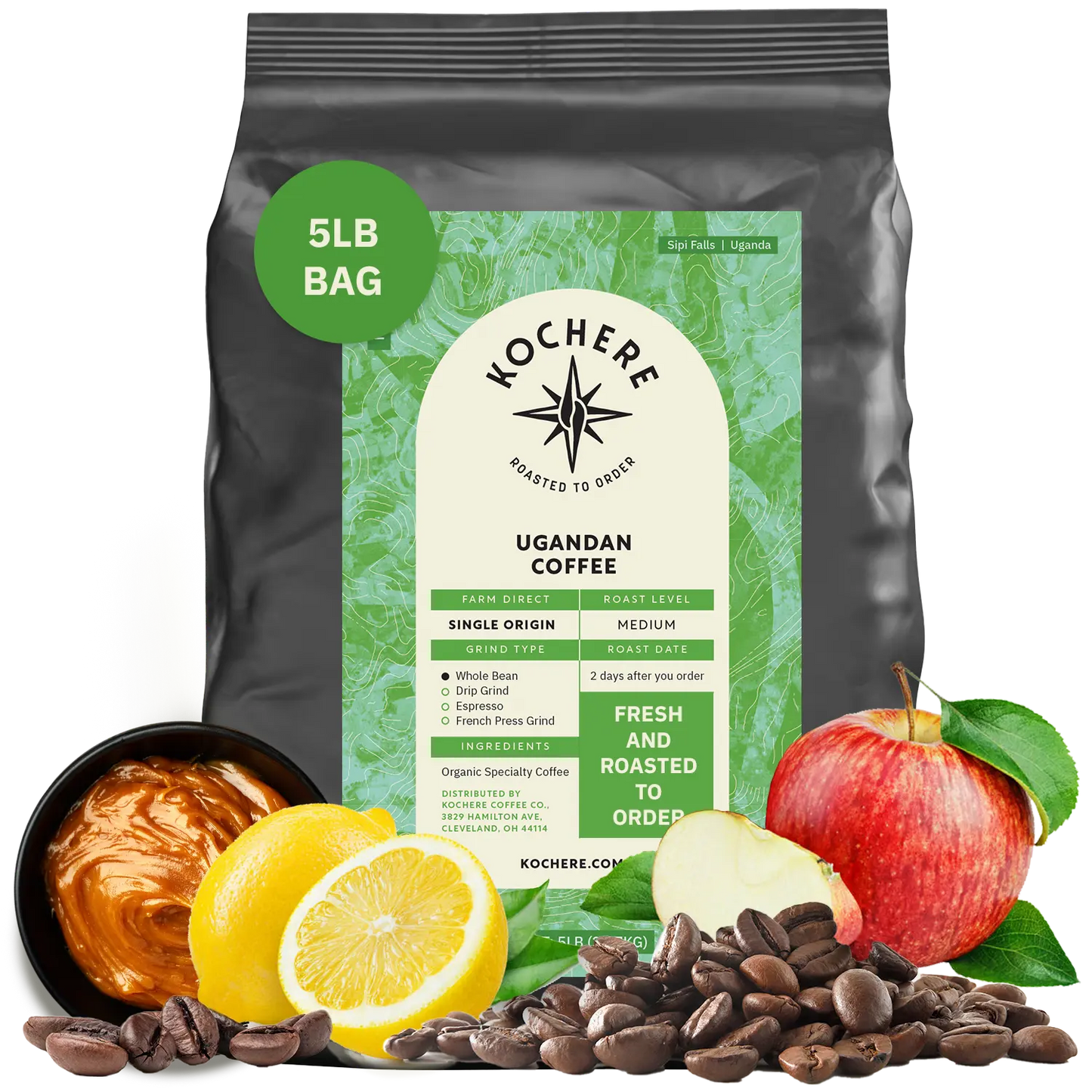 Kochere Coffee Ugandan Sipi Falls Single Origin, Organic Medium Roast - Raisin, Fig, Brown Sugar Notes