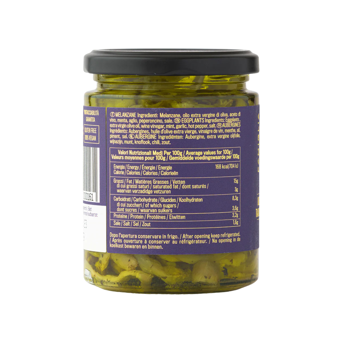 Famiglia Crispino Sliced Eggplant Antipasto — Marinated Italian Melanzane in Olive Oil