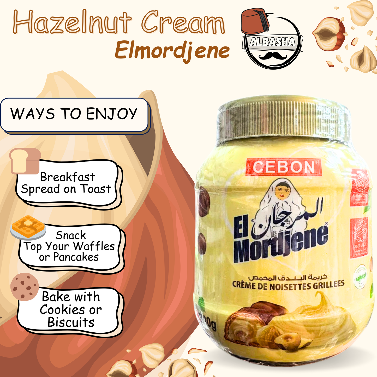 elmordjene Cebon El Mordjene Creamy Hazelnut Chocolate Spread 700 Gr