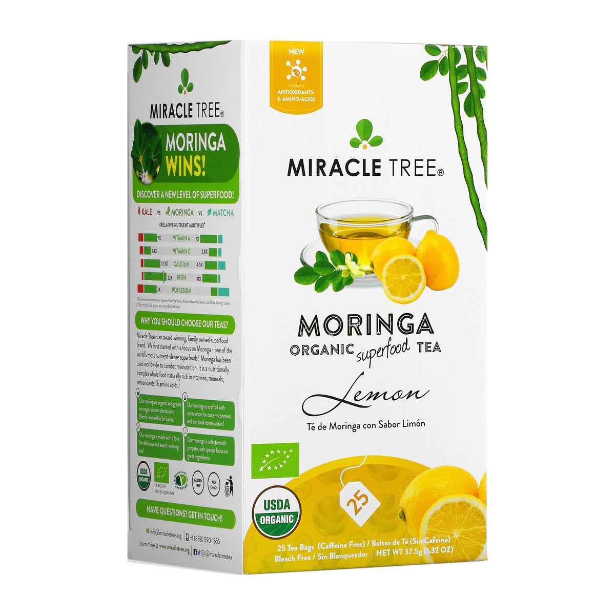 Organic Moringa Tea - Lemon - Caffeine-Free Herbal Tea