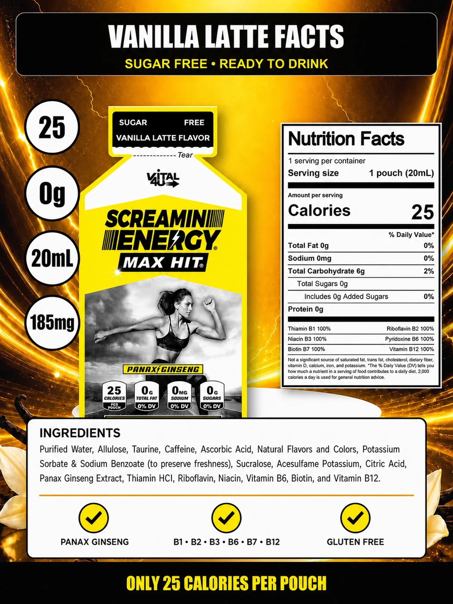 Screamin Energy Vanilla Latte Sugar Free