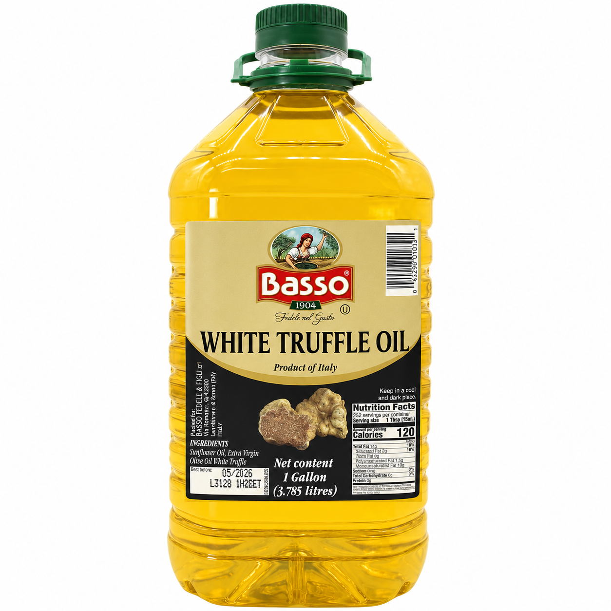Basso 1904 White Truffle Infused Extra Virgin Olive Oil – Foodservice Size – 1 Gallon (3.8 L)