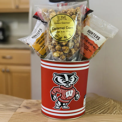 Wisconsin Badgers Gift Basket - Officially Licensed NCAA Tin