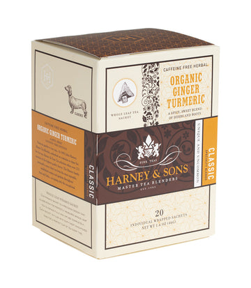 Organic Ginger Turmeric, Box of 20 Individually Wrapped Sachets