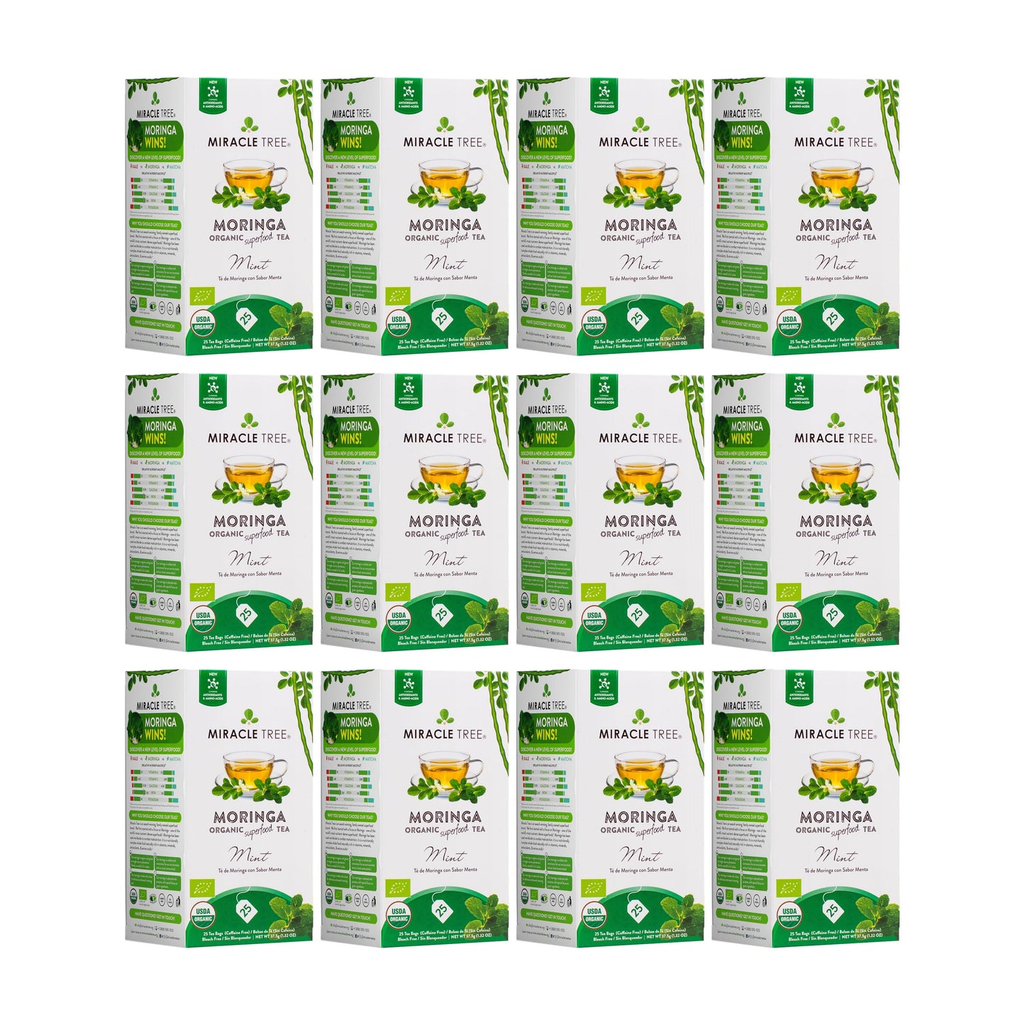Organic Moringa Tea - Mint - Caffeine-Free Herbal Tea
