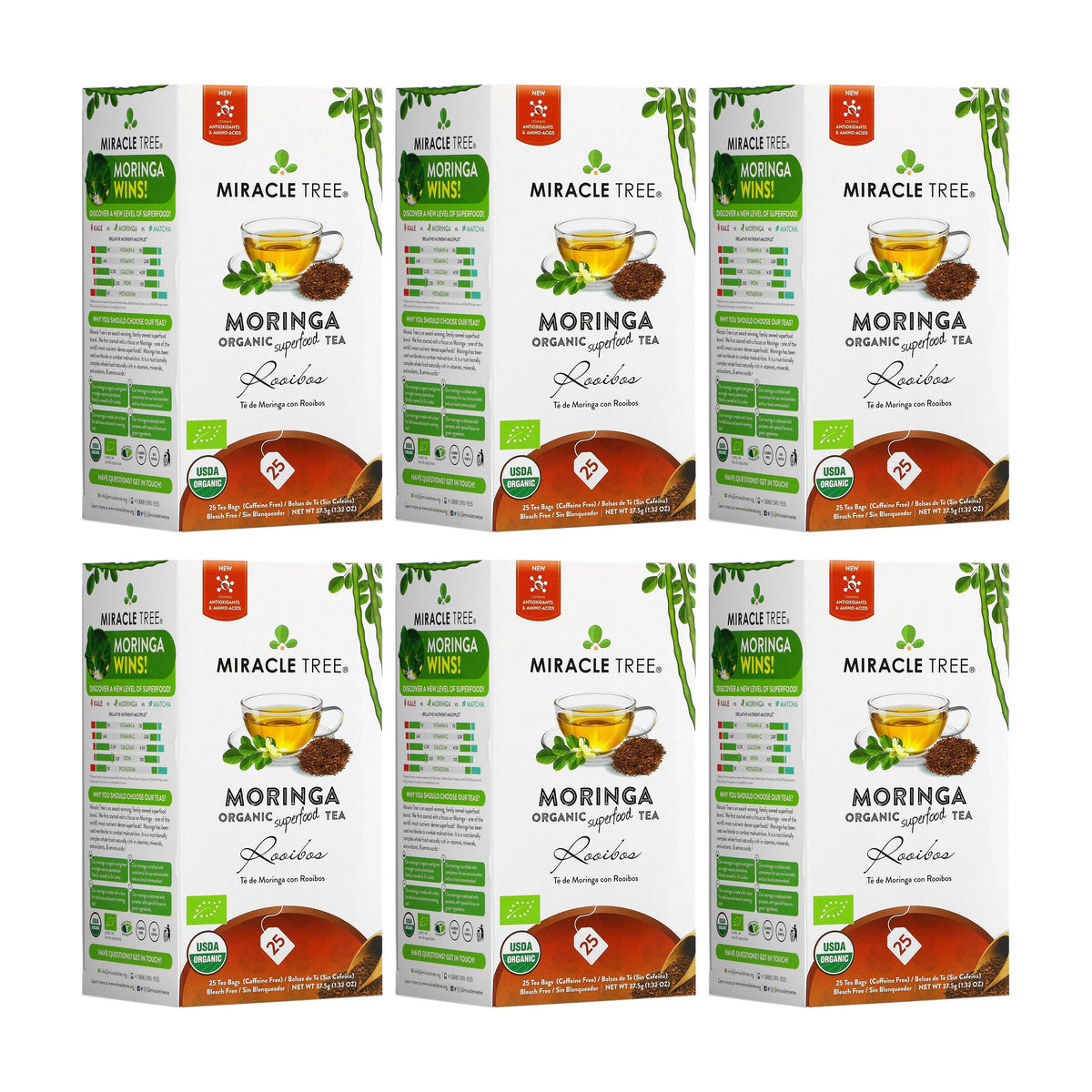 Organic Moringa Tea - Rooibos - Caffeine-Free Herbal Tea
