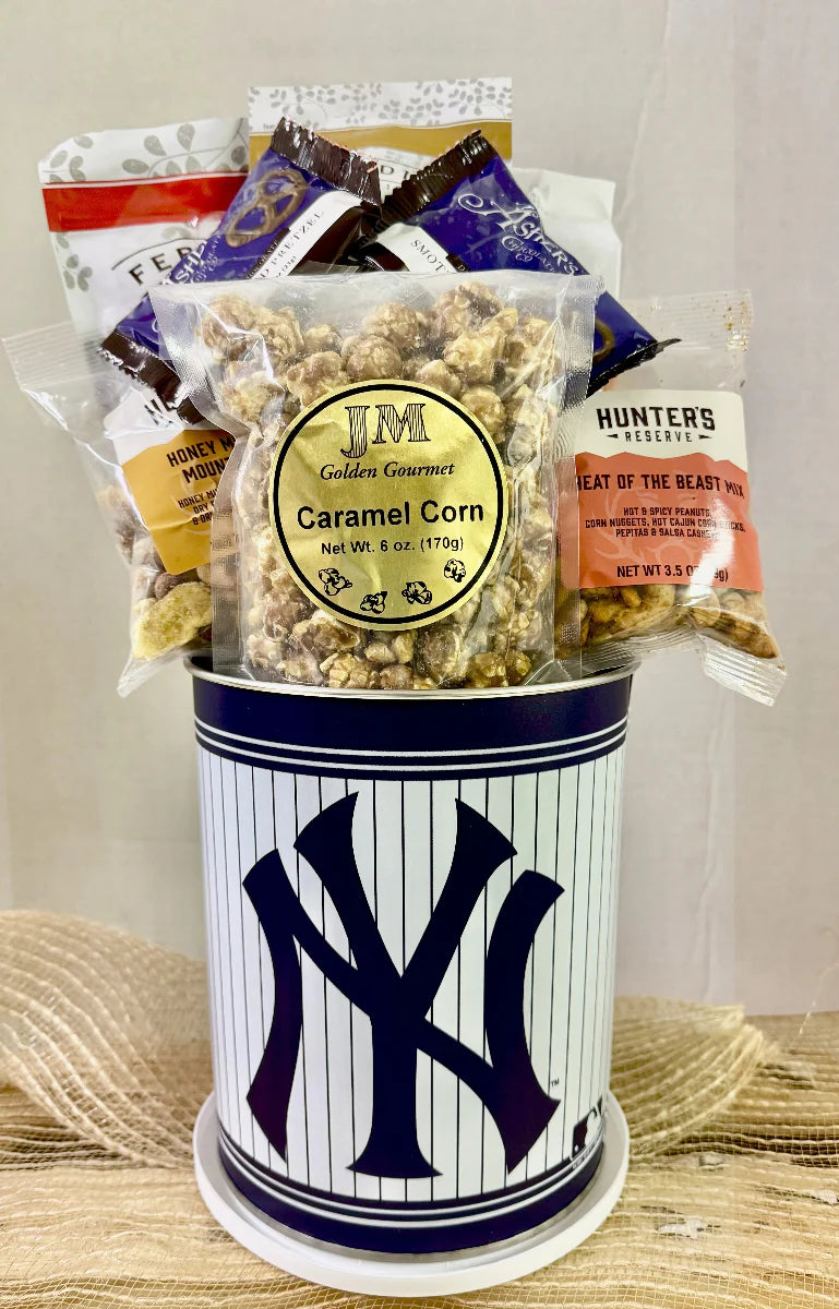 New York Yankees Gift Tin Basket - Officially Licensed MLB Snacks & Collectibles