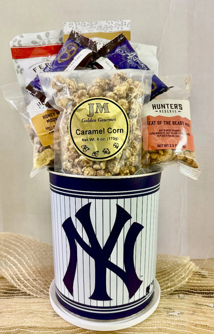 New York Yankees Gift Tin Basket - Officially Licensed MLB Snacks & Collectibles
