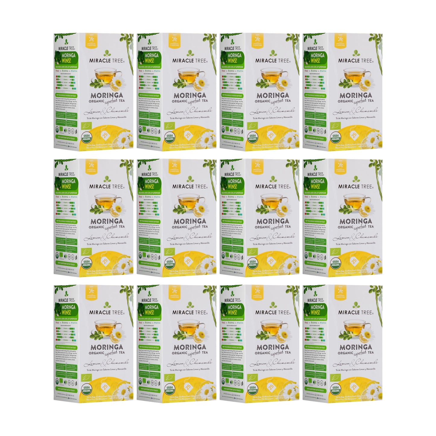 Organic Moringa Tea - Lemon & Chamomile - Caffeine-Free Herbal Tea