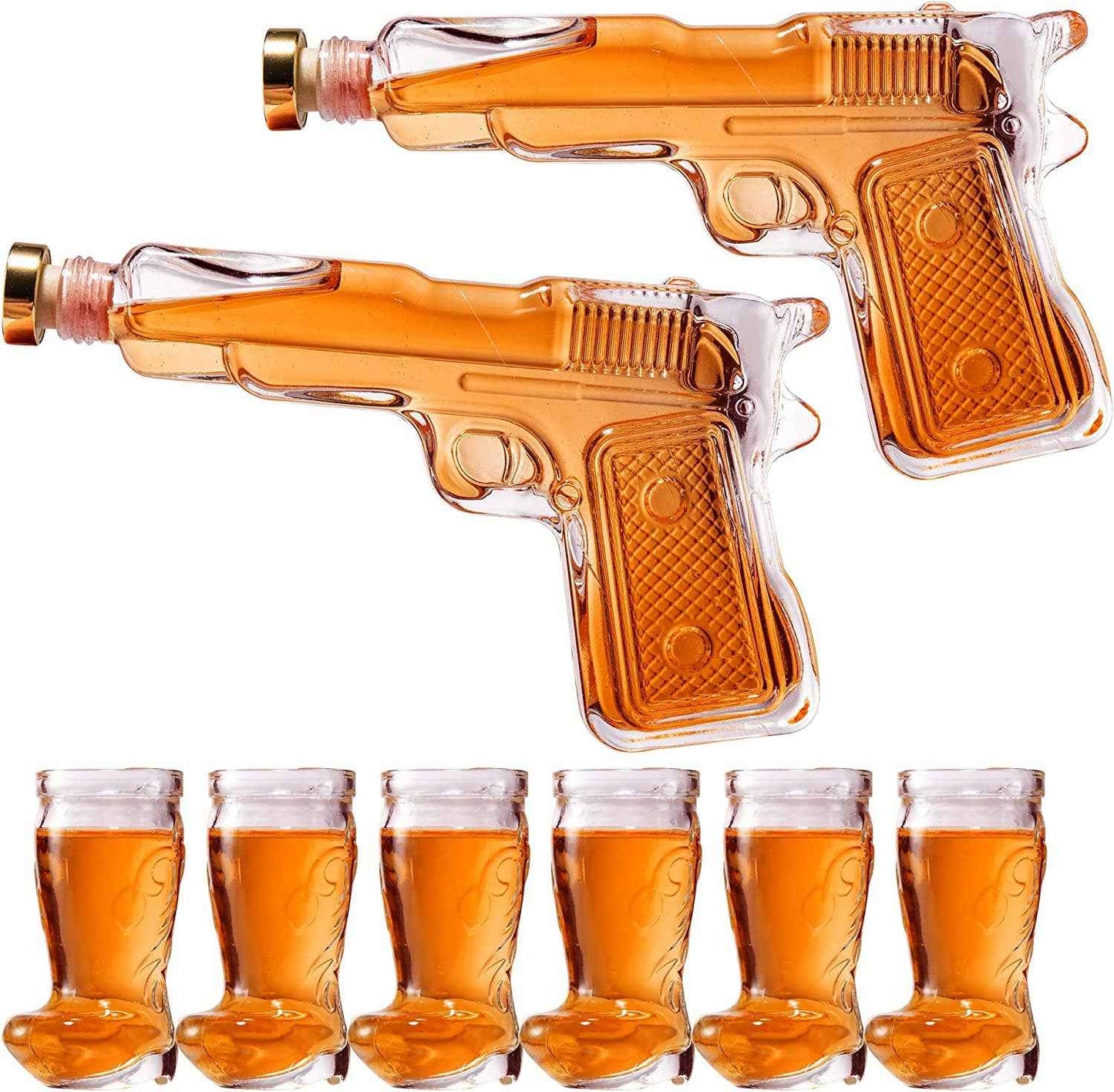 Pistol Gun Decanter & Pistol Shot Glasses Set - Holster