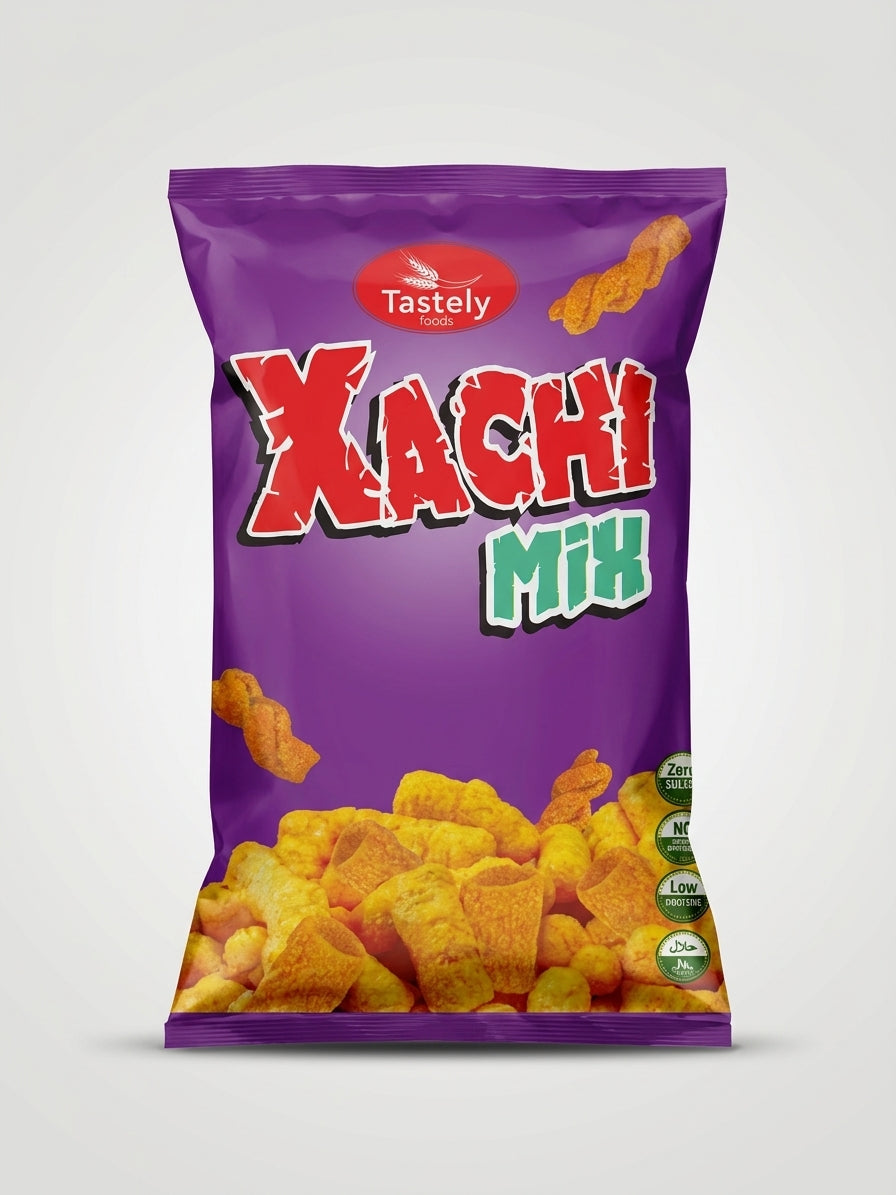 Tastely Foods Xachi Mix Snack - Crunchy Middle Eastern Corn Puffs