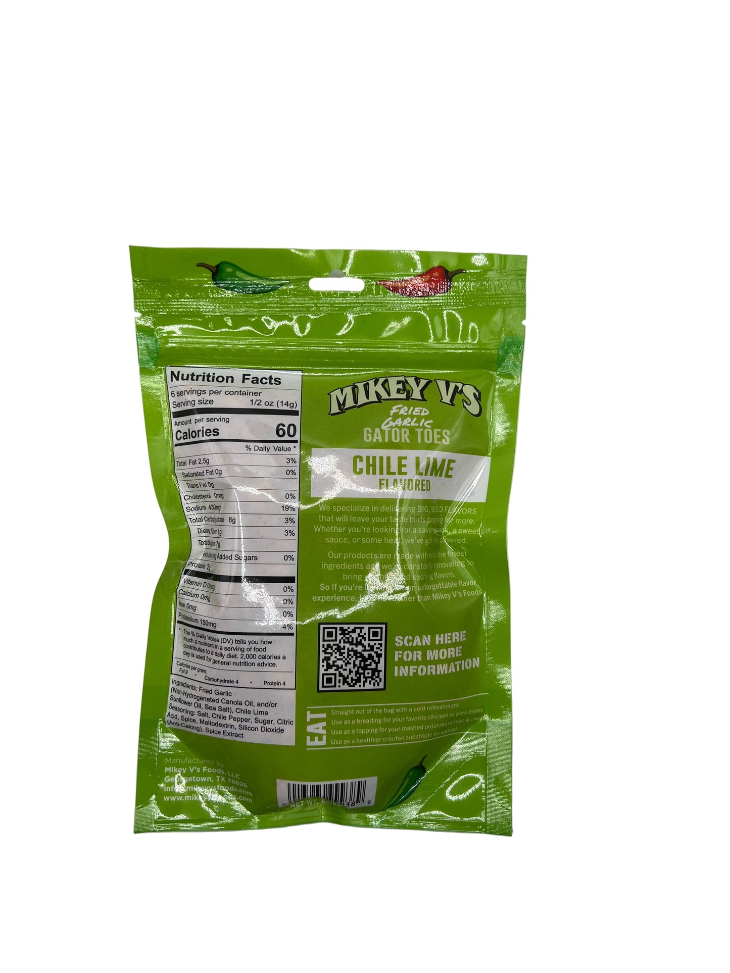 Gator Toes (Deep Fried Garlic) - Chile Lime Flavor: 3oz