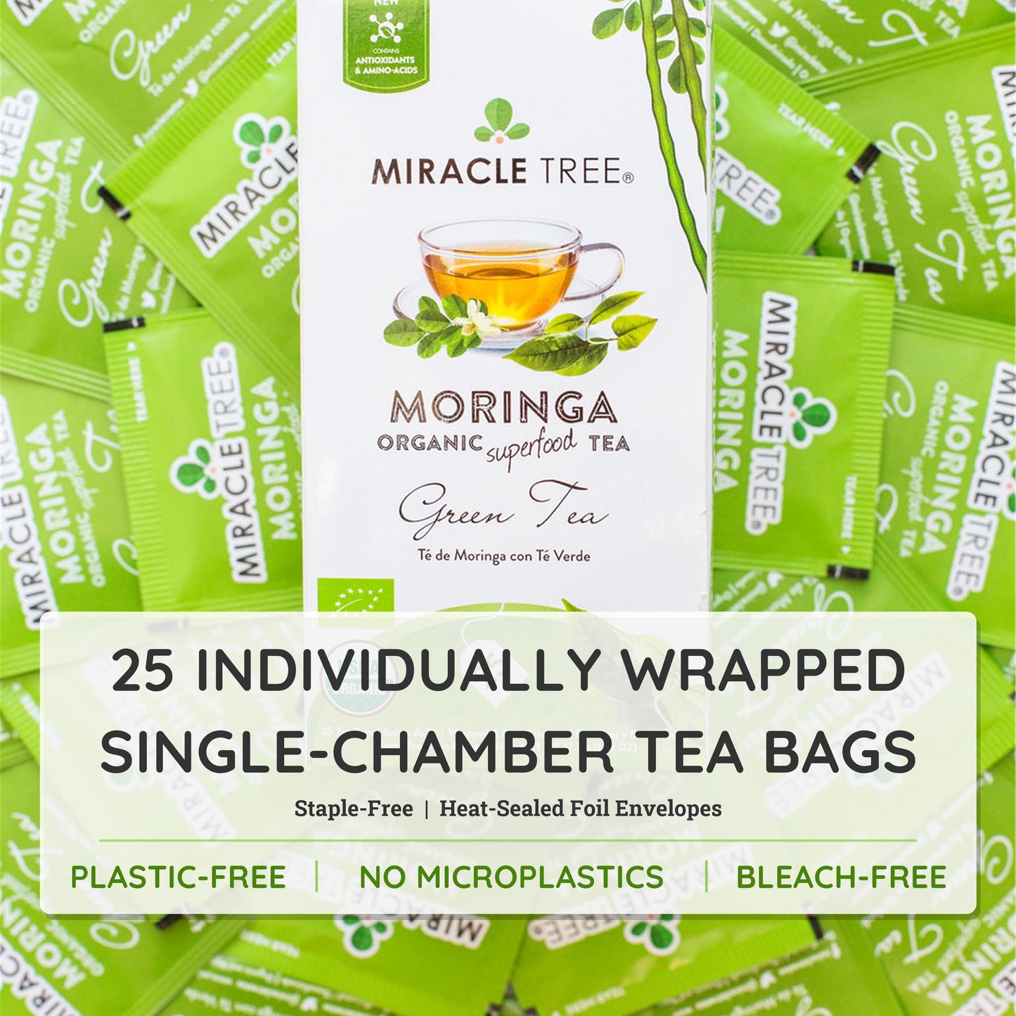 Organic Moringa Tea - Green Tea - Decaffeinated Herbal Tea