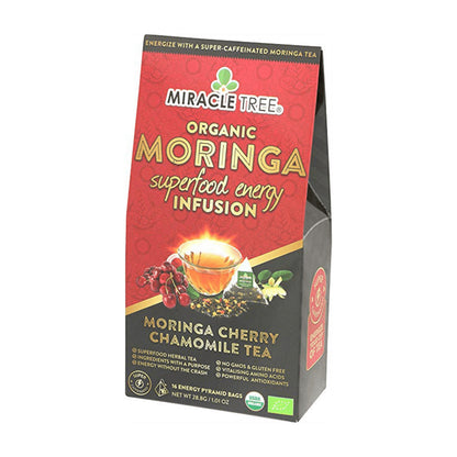Organic Moringa Energy Tea - Cherry Chamomile - Natural Coffee Alternative
