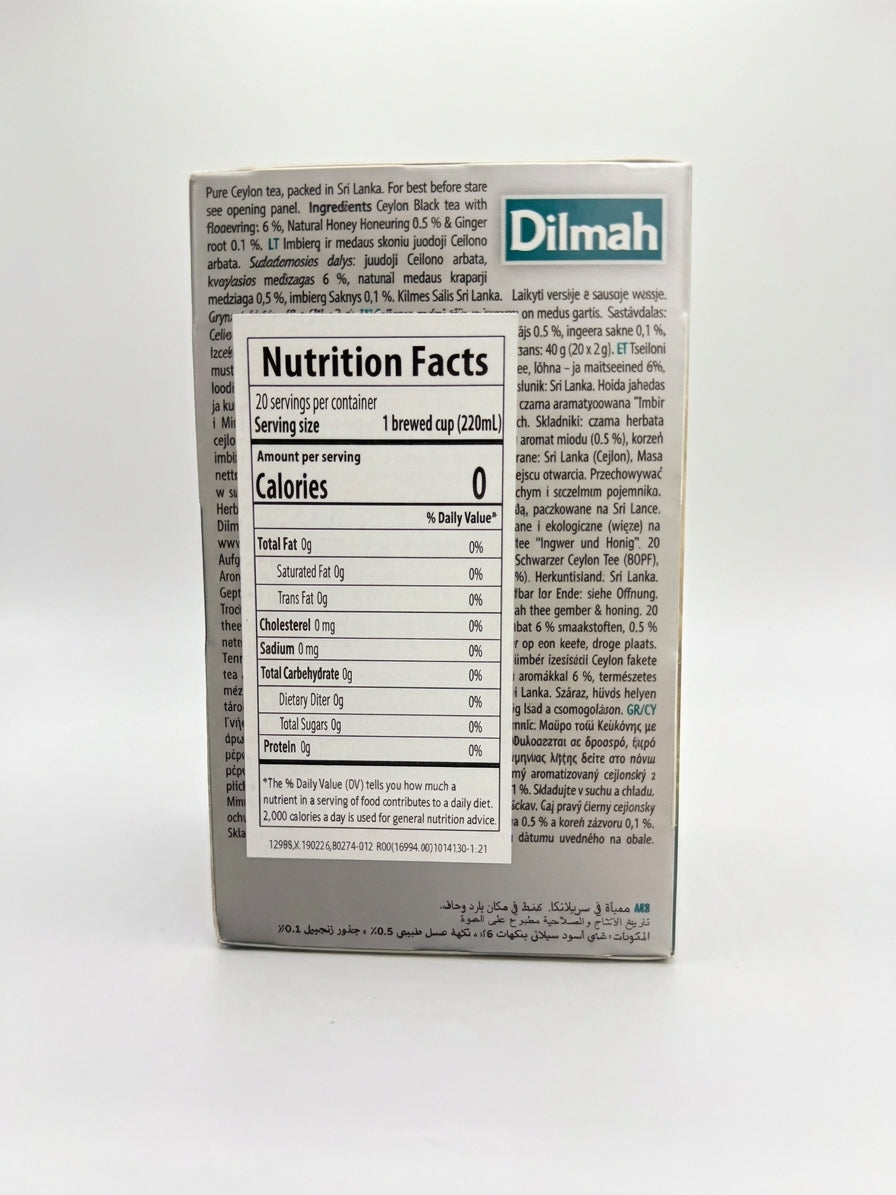 Dilmah Ginger & Honey Tea 40g - Ceylon Black Tea with Natural Spices