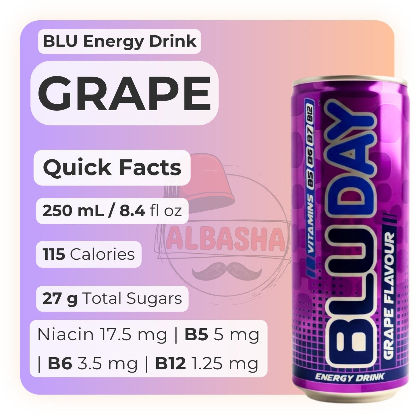 Blu Day Grape Flavor Energy Drink